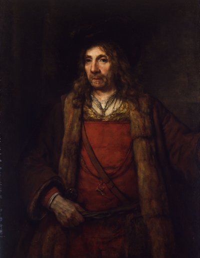Hombre con abrigo forrado de piel de Rembrandt van Rijn